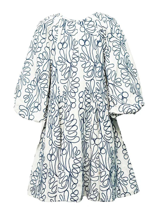 Luxe & Hardy فستان قطني مطبوع بأكمام بالون للبنات